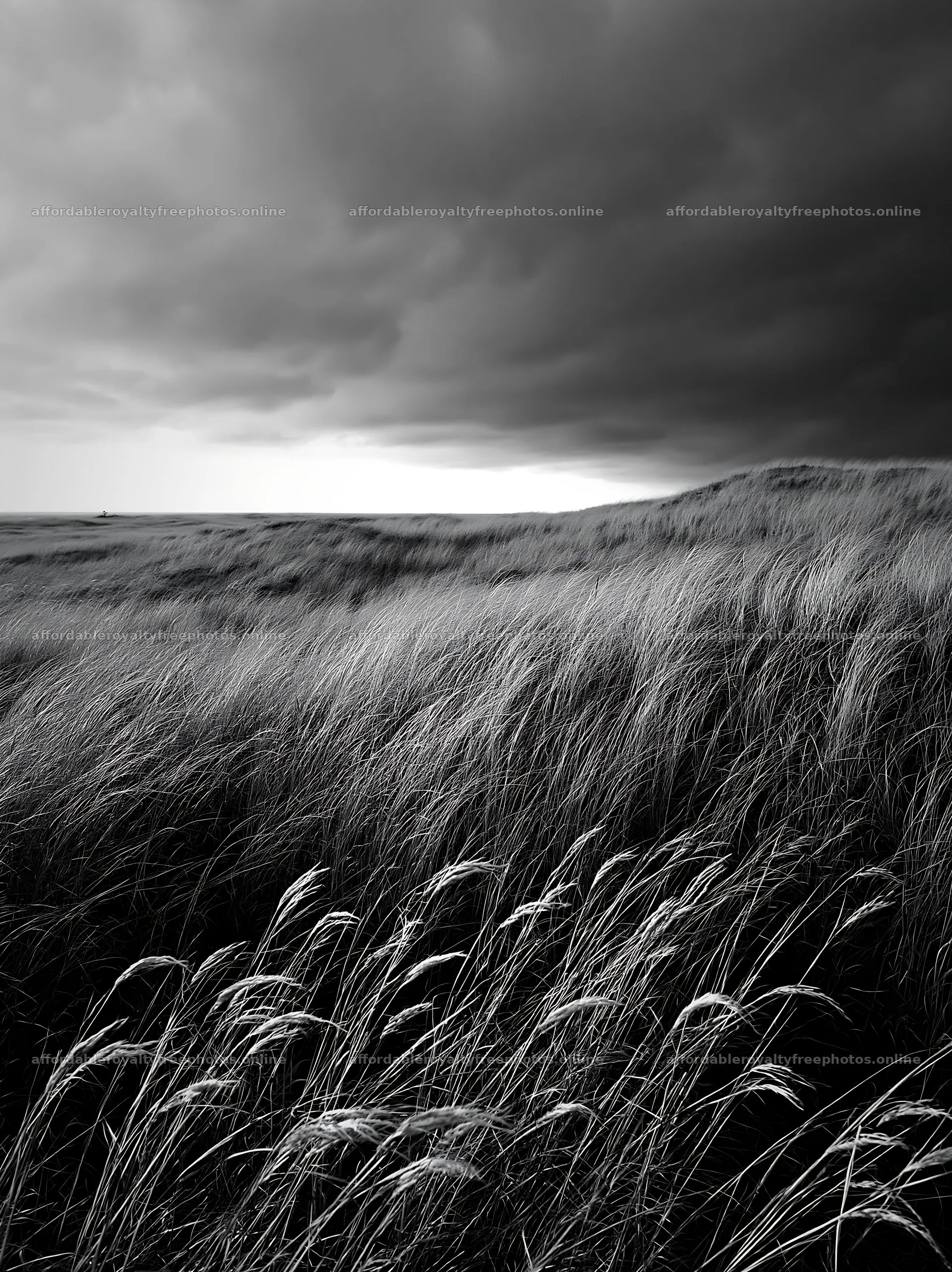 Tottori windy meadow with dune grasses under a cloudy sky – royalty-free photos 6866x9174