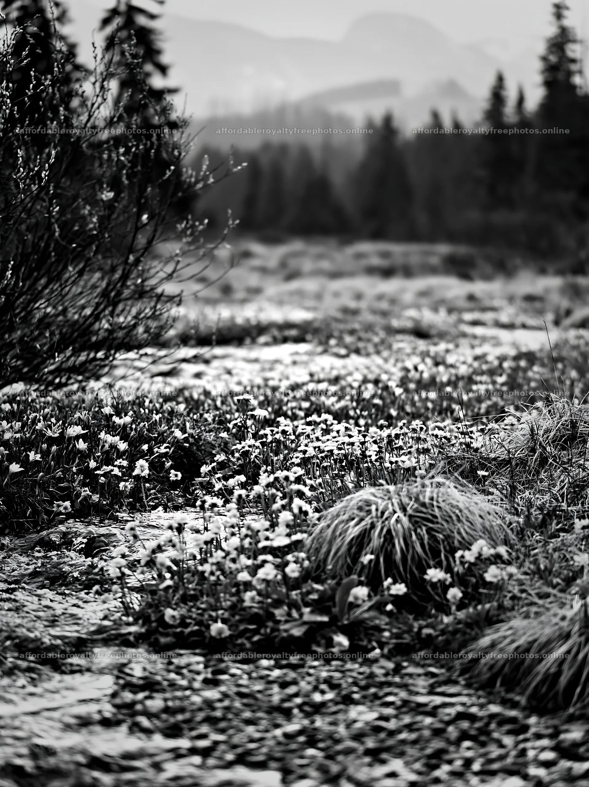 Spring snowmelt in Tatra mountains meadow with blooming – royalty-free photos 6866x9174