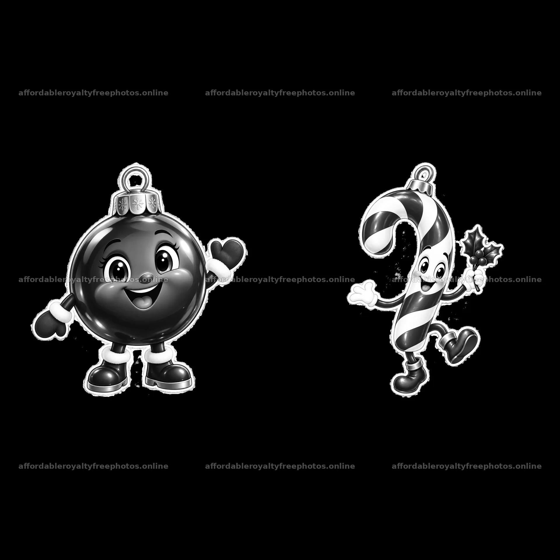 Cartoon ornament characters with a Christmas theme – royalty-free photos 7746x7746