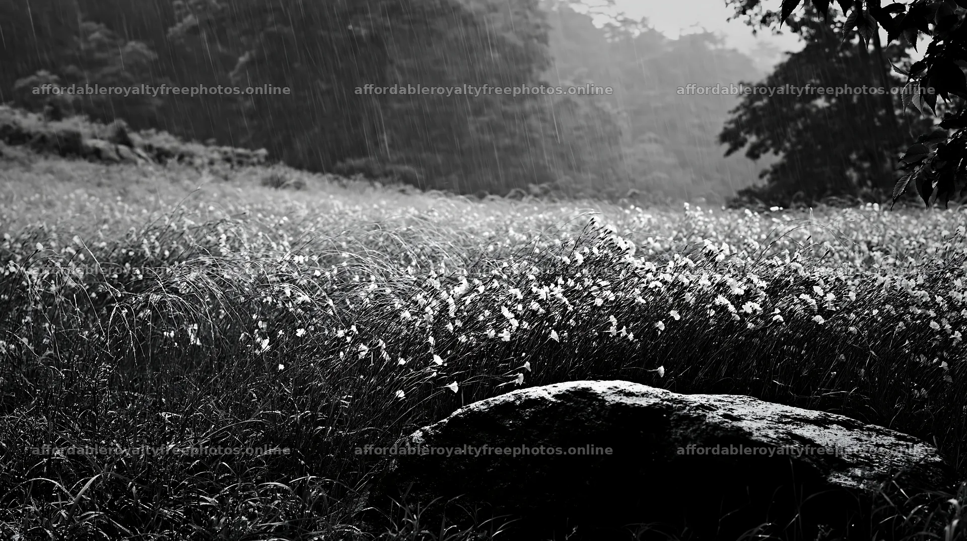 Hiroshima rainy meadow smooth rock foreground – royalty-free photos 10608x5938