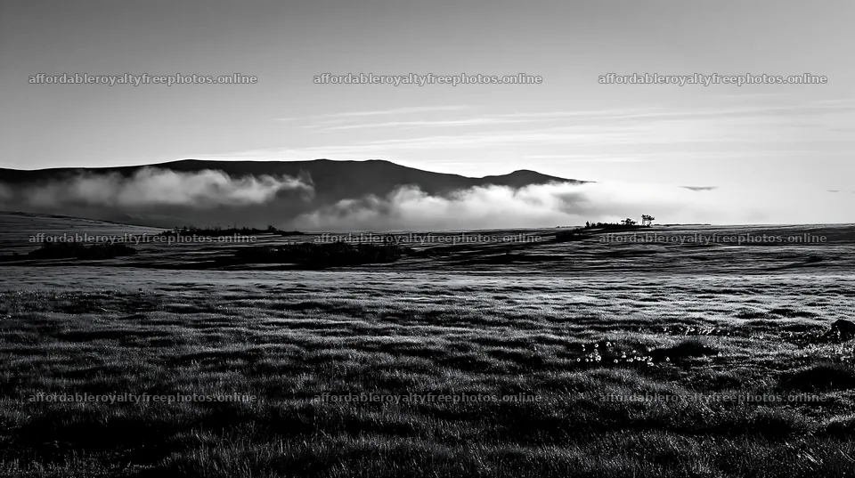 Dewy meadow with misty hills in morning light – royalty-free photos 10608x5938