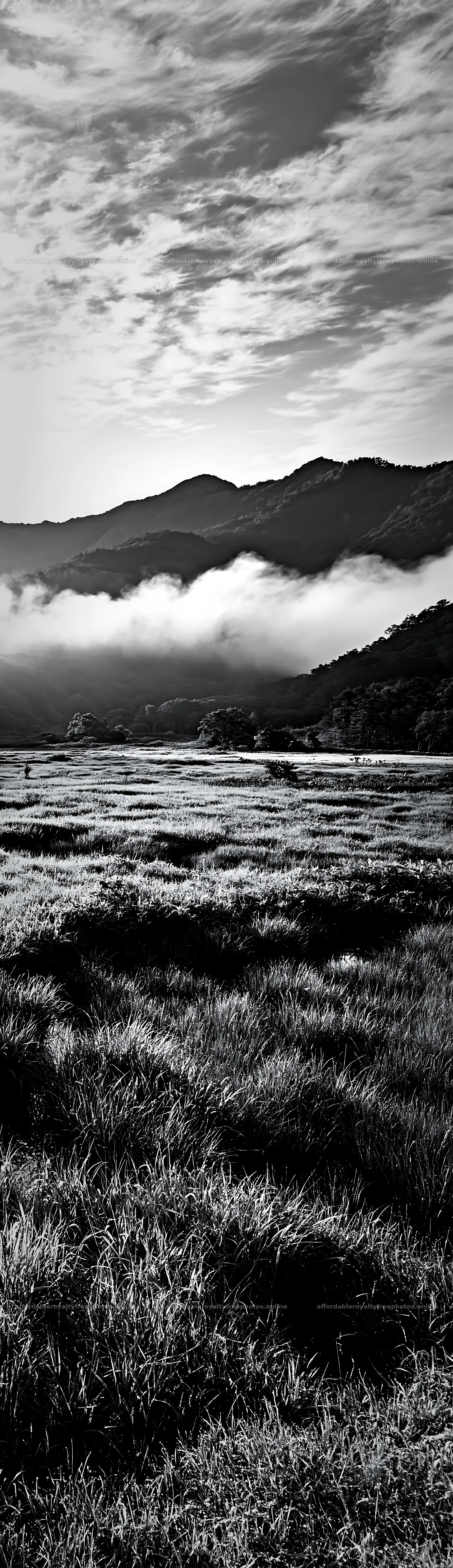 Expansive Hokkaido restoration meadow with dewdrops – royalty-free photos 4268x14762