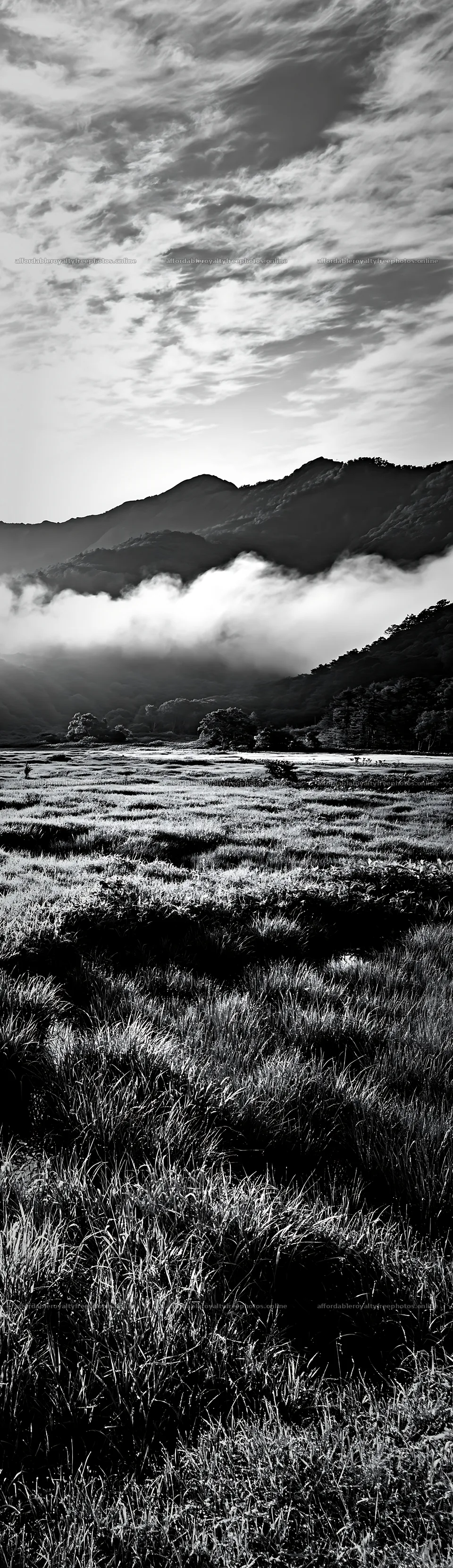 Expansive Hokkaido restoration meadow with dewdrops – royalty-free photos 4268x14762