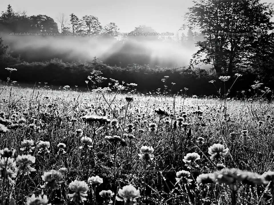 Meadow landscape with flowers during whiteout conditions – royalty-free photos 9174x6866
