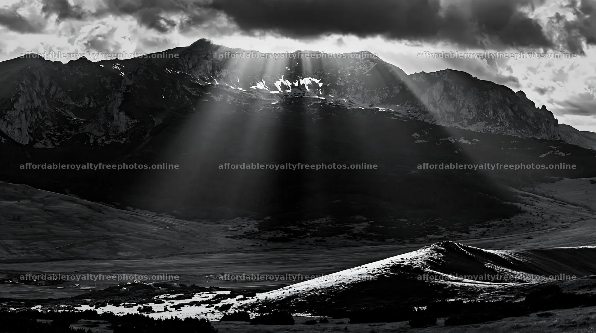 Light rays over Bucegi Mountains meadow – royalty-free photos 10608x5938