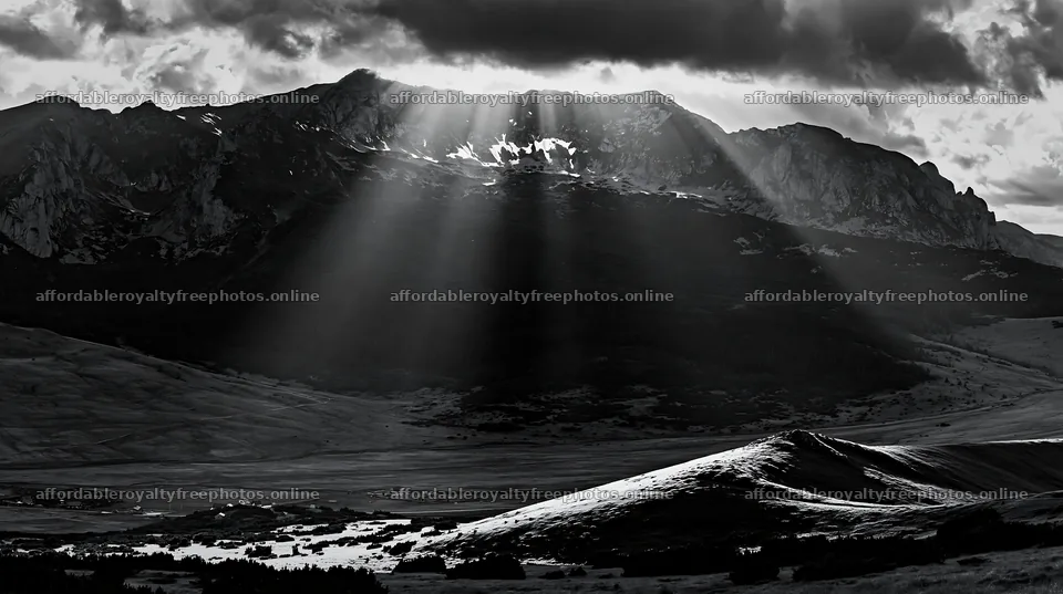 Light rays over Bucegi Mountains meadow – royalty-free photos 10608x5938