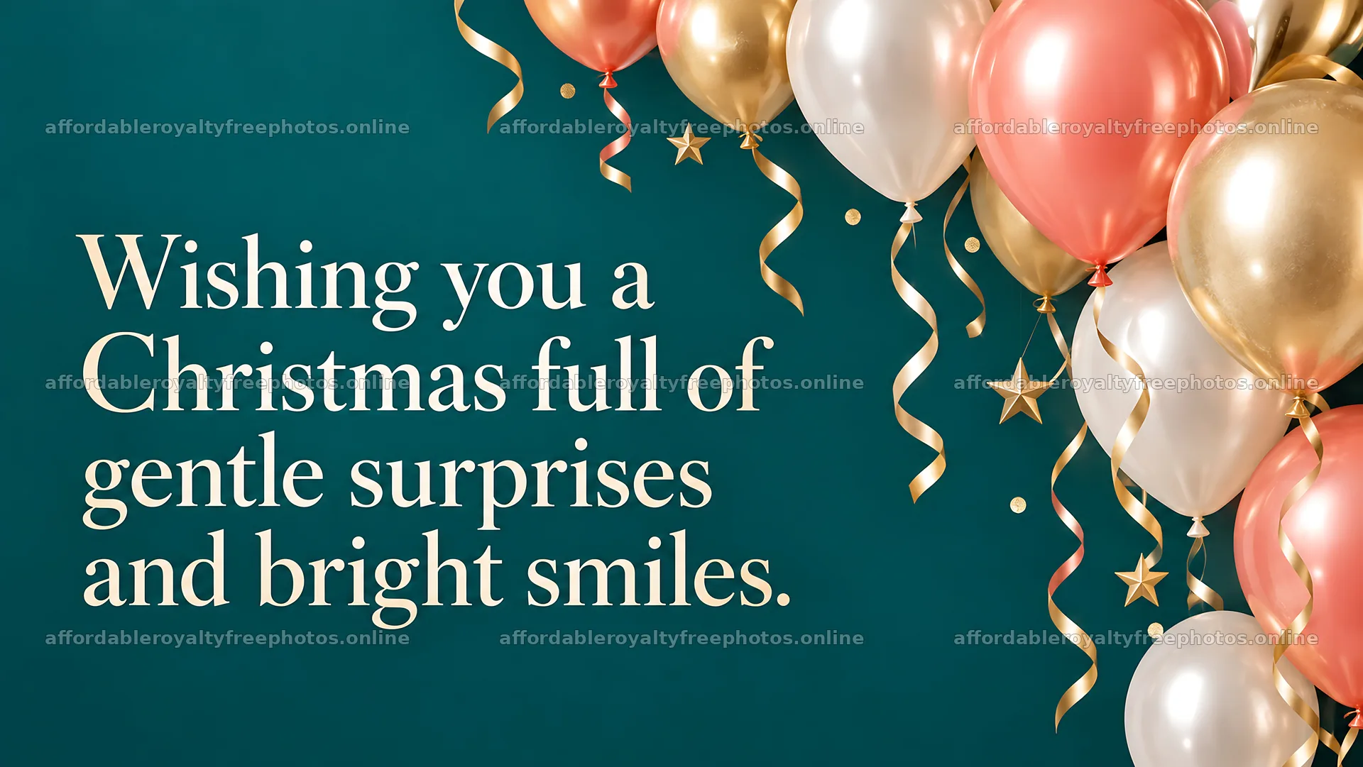 Christmas Greeting with Balloons and Gold Stars – royalty-free photos 10324x5812
