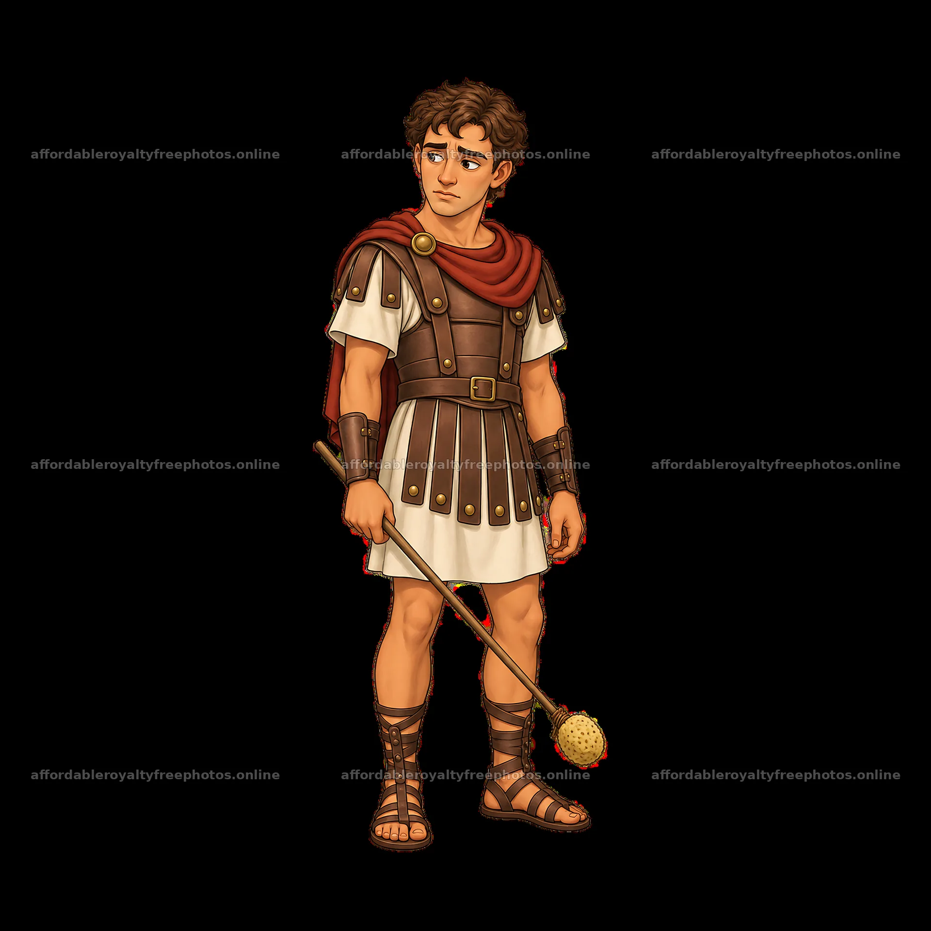 Young Roman soldier holding a club in a simple stance – royalty-free photos 7746x7746