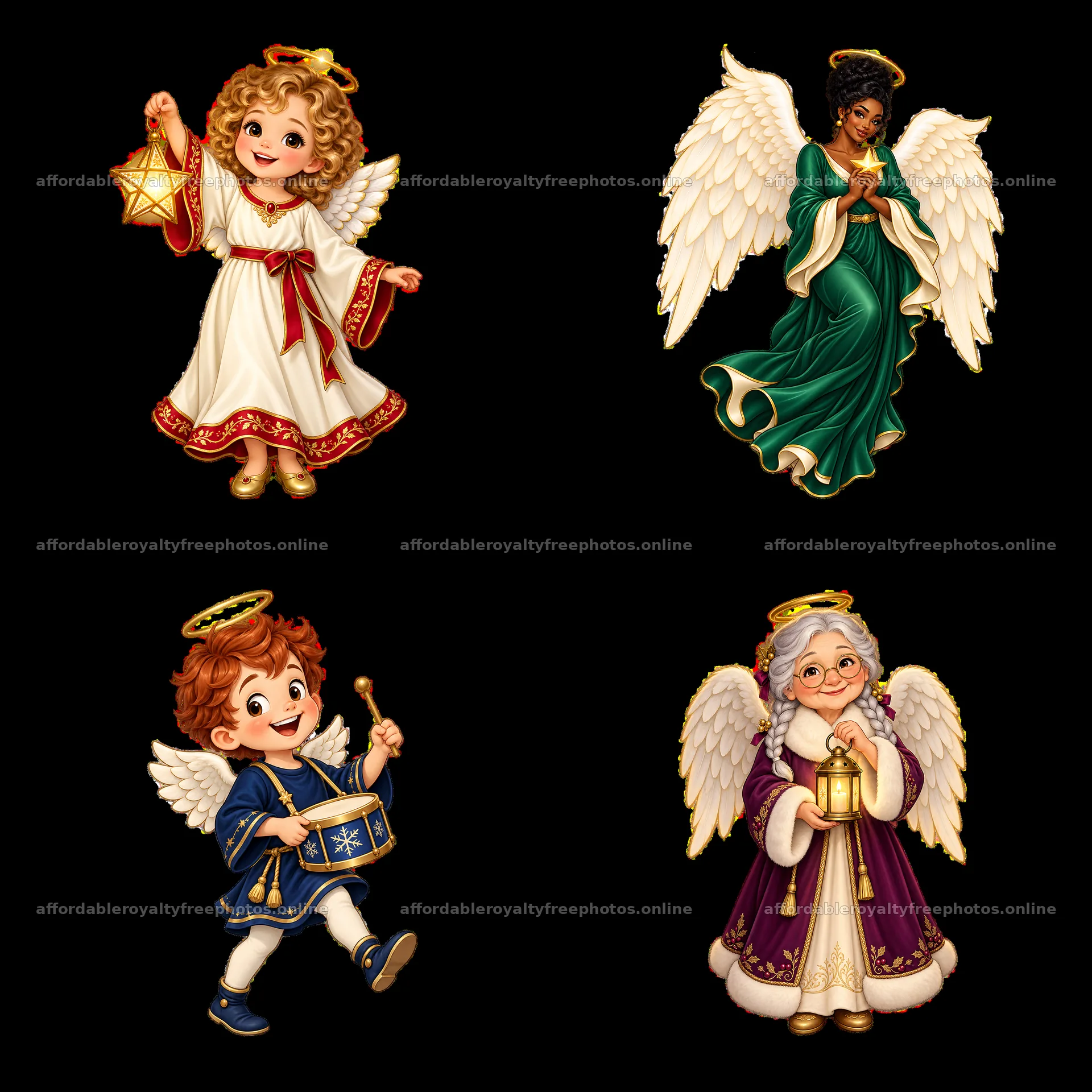 Christmas angel cartoon sticker set with four unique – royalty-free photos 7746x7746