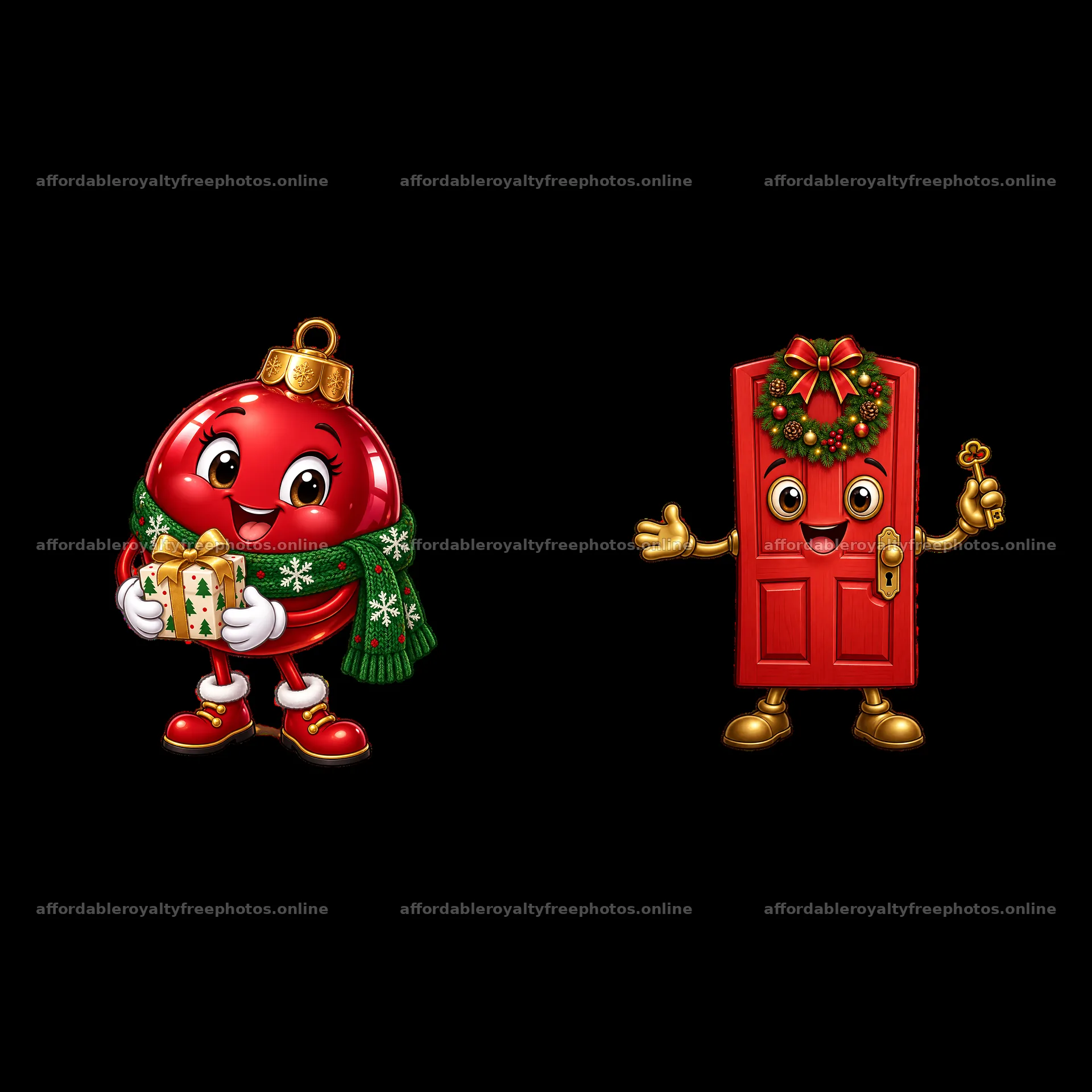 Decorative Christmas ornament and door sticker with – royalty-free photos 7746x7746