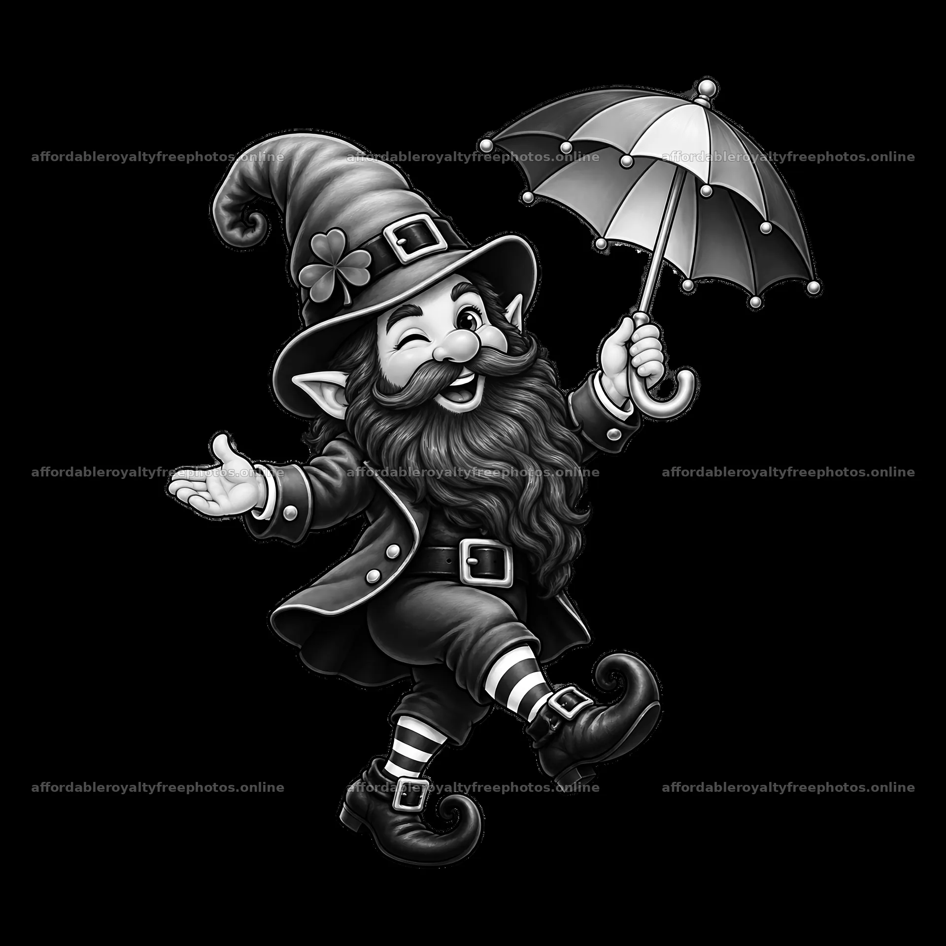 St. Patrick’s Day gnome holding a black and white – royalty-free photos 7746x7746
