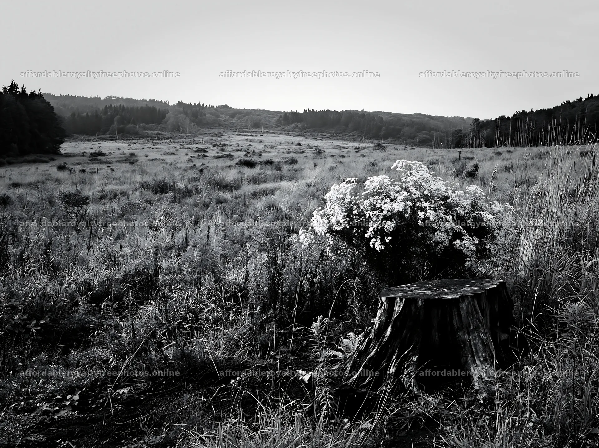 Fukushima native meadow with weathered stump in clear – royalty-free photos 9174x6866
