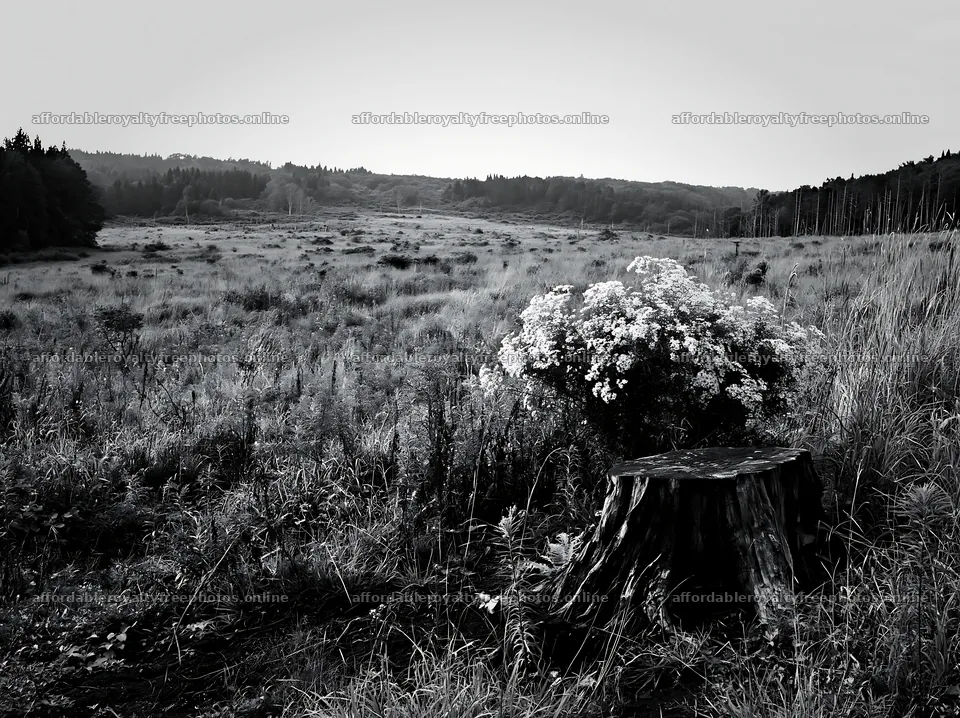 Fukushima native meadow with weathered stump in clear – royalty-free photos 9174x6866