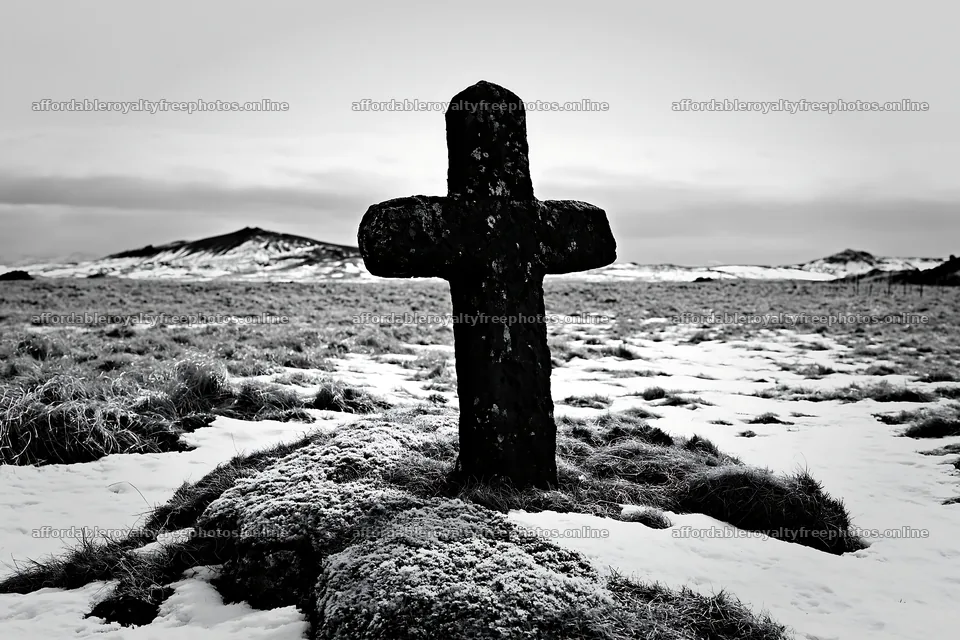 Christian cross in winter meadow with snow – royalty-free photos 9722x6480