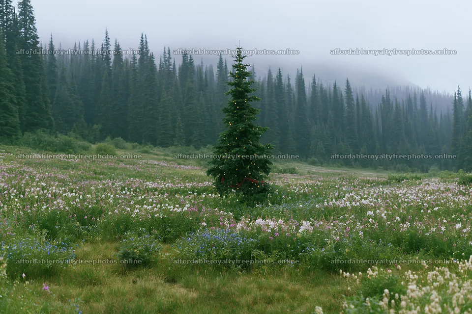 Christmas tree in a meadow above a stream – royalty-free photos 9722x6480