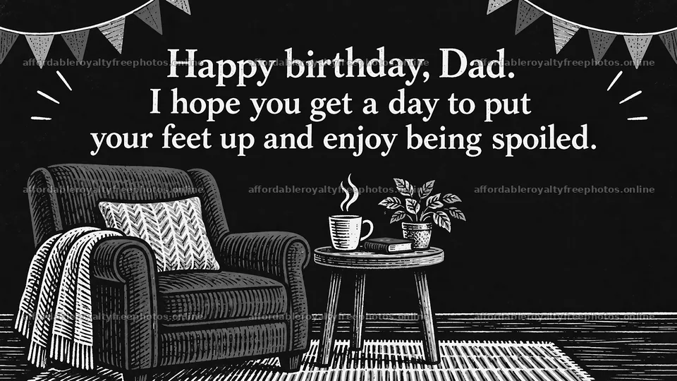 Monochrome Birthday Greeting Card for Dad – royalty-free photos 10324x5812
