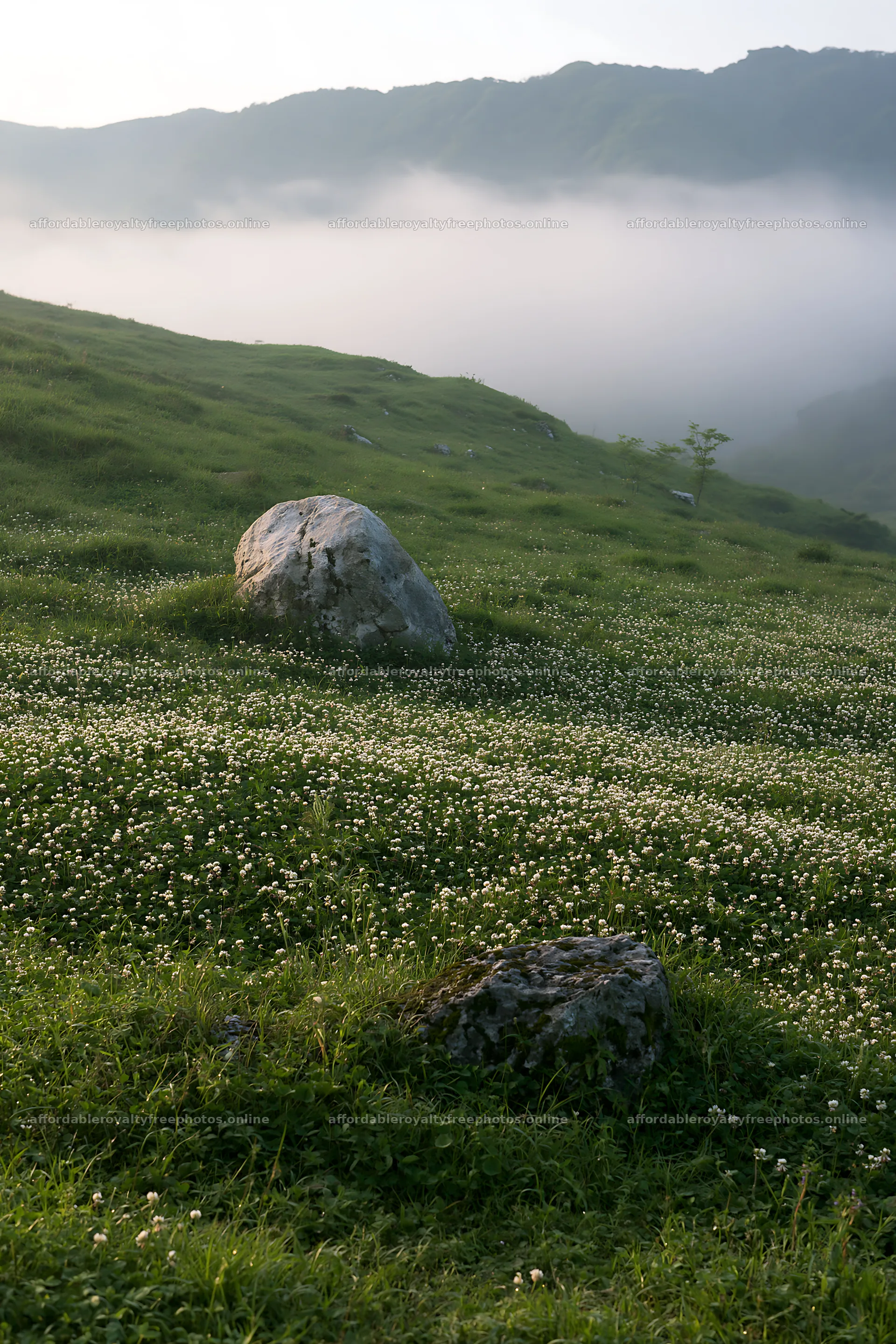 Yamaguchi limestone meadow with pale boulder under – royalty-free photos 6480x9722