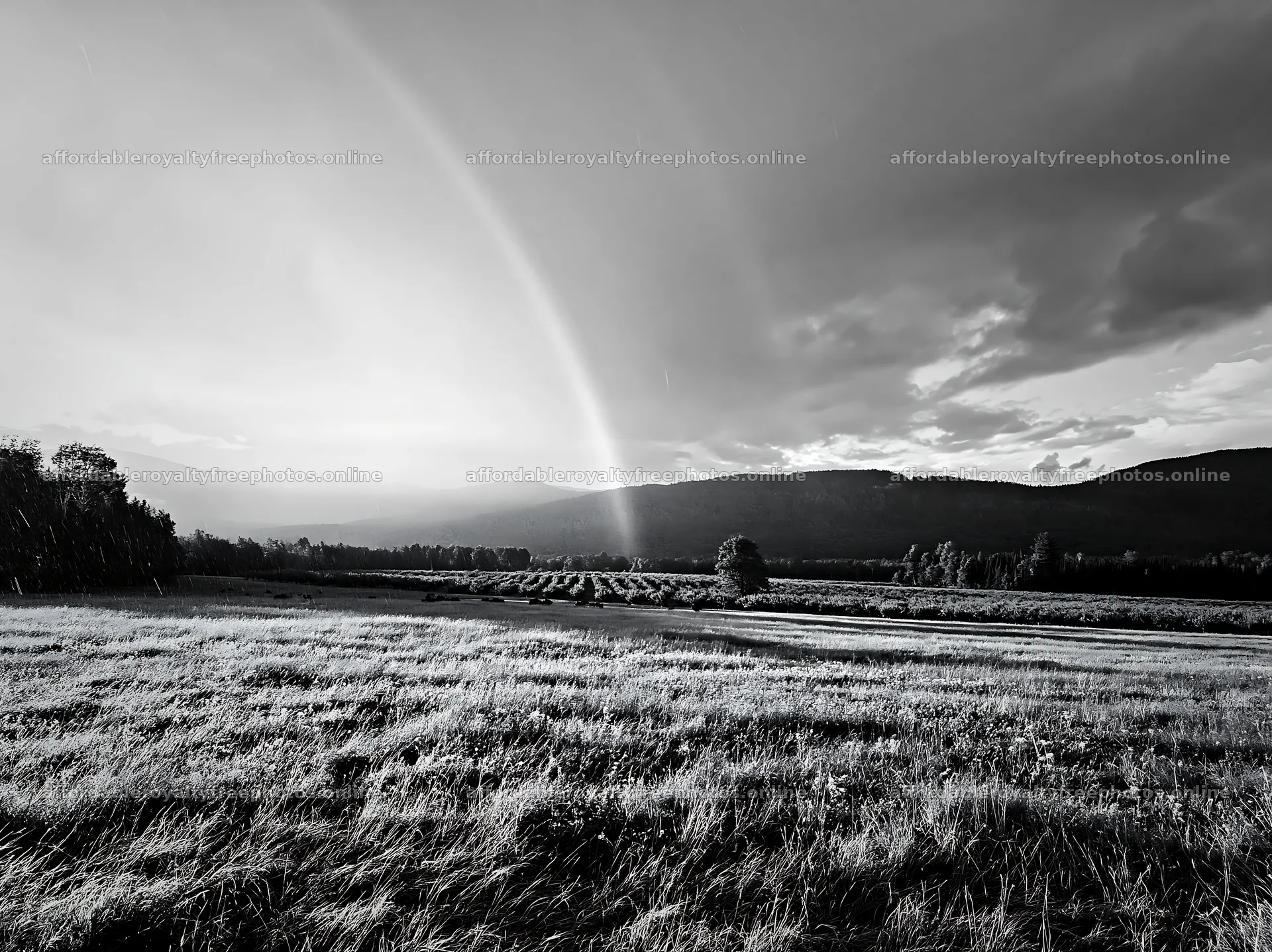 Valley apple meadow under rainbow after rain – royalty-free photos 9174x6866