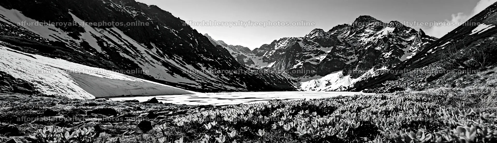 Frozen tarn in mountain meadow during winter season – royalty-free photos 14762x4268