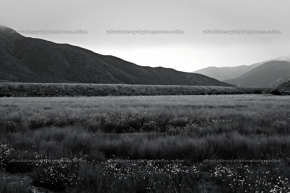 Cloudy foothill meadow with low grass and distant – royalty-free photos 9722x6480