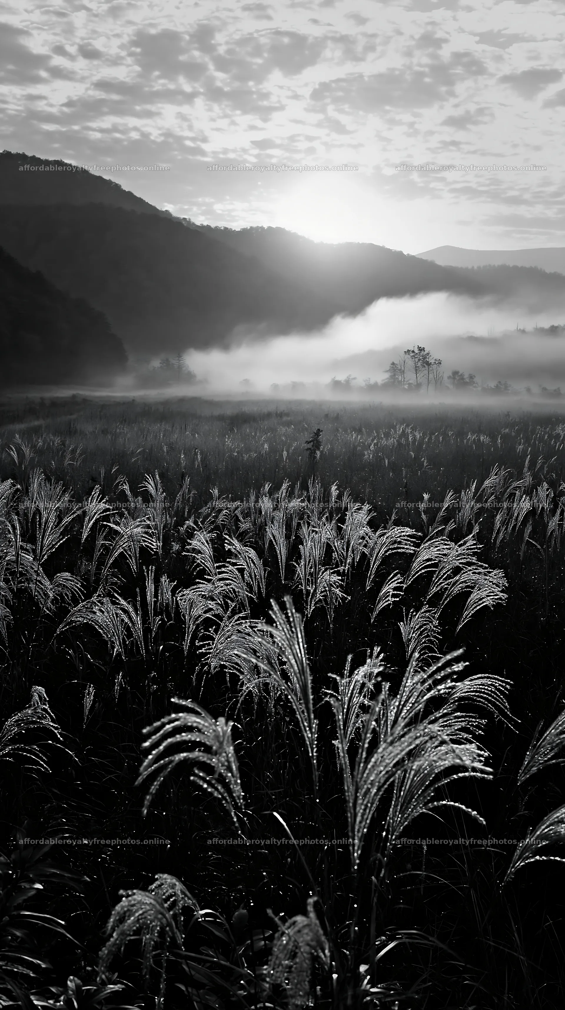 Climate-resilient Hokkaido silver grass meadow seedheads – royalty-free photos 5938x10608