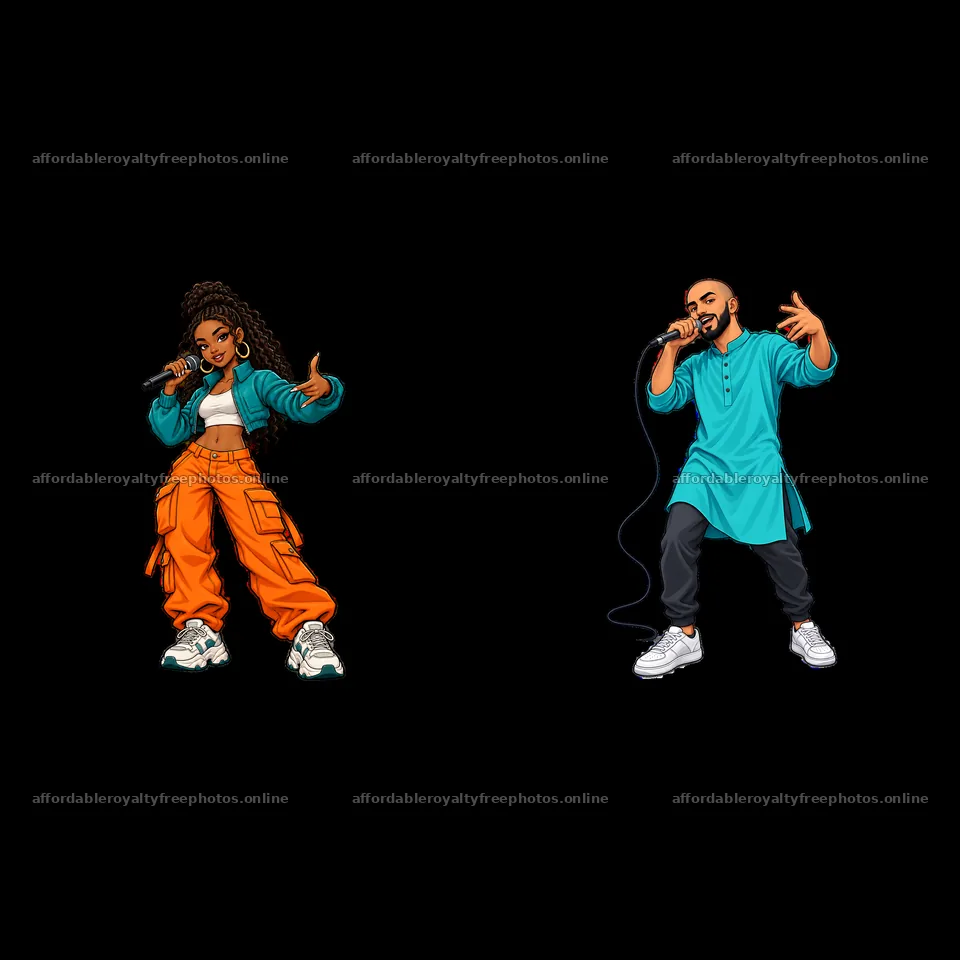 Hip-hop artists performing with microphones in vibrant – royalty-free photos 7746x7746