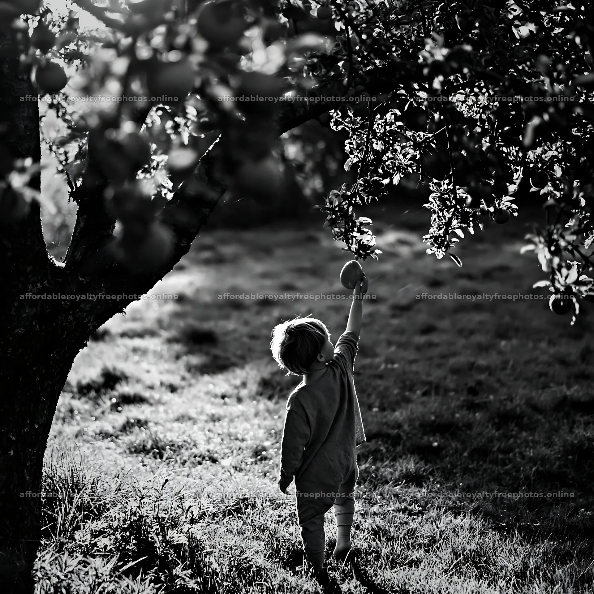 Child reaching for apples on Easter apple tree – royalty-free photos 7938x7938
