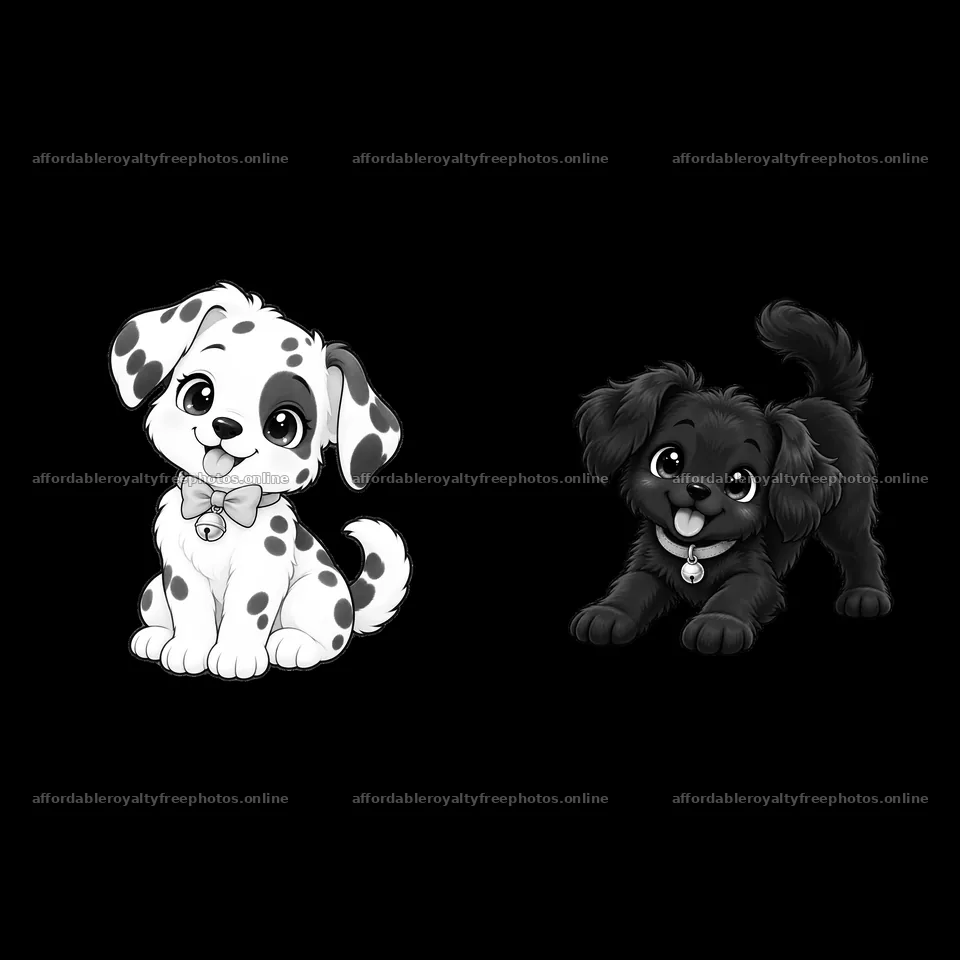 Two cartoon dogs are shown side by side – royalty-free photos 7746x7746