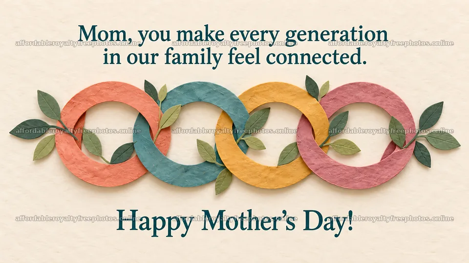 Mother's Day Card with Interlocking Paper Rings – royalty-free photos 10324x5812