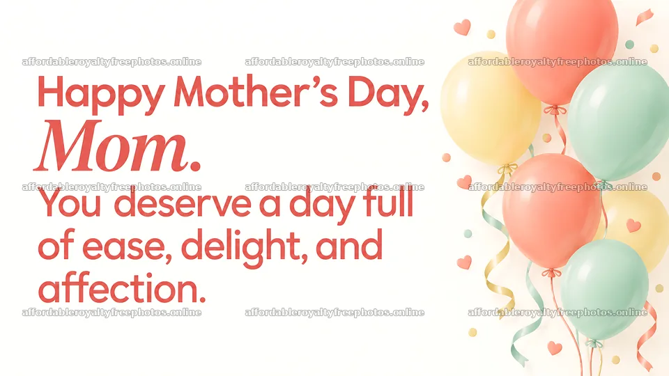 Pastel Balloons and Mother's Day Greeting – royalty-free photos 10324x5812