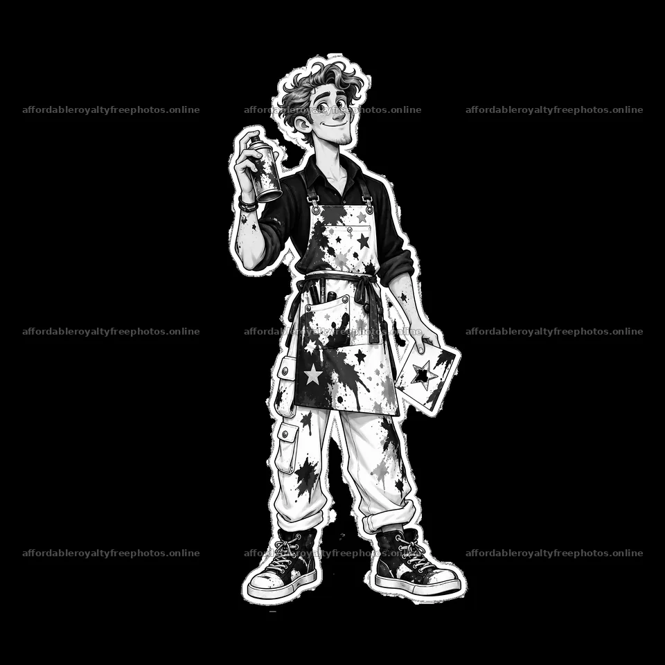 Patriotic graffiti sprayer holding a can and stencil in – royalty-free photos 7746x7746