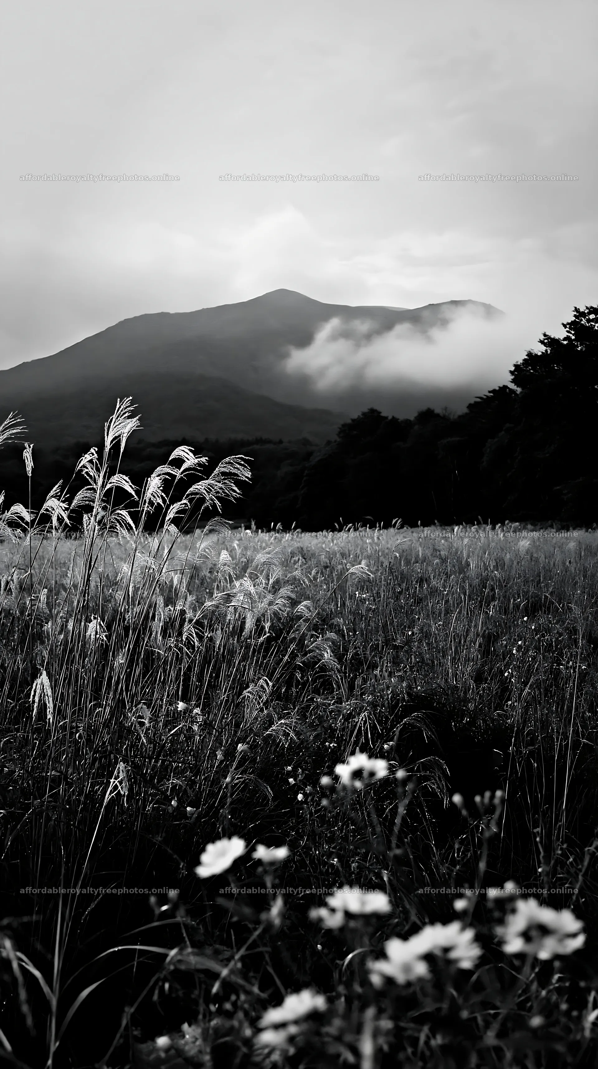 Iwate rain refreshed meadow seedhead foreground – royalty-free photos 5938x10608