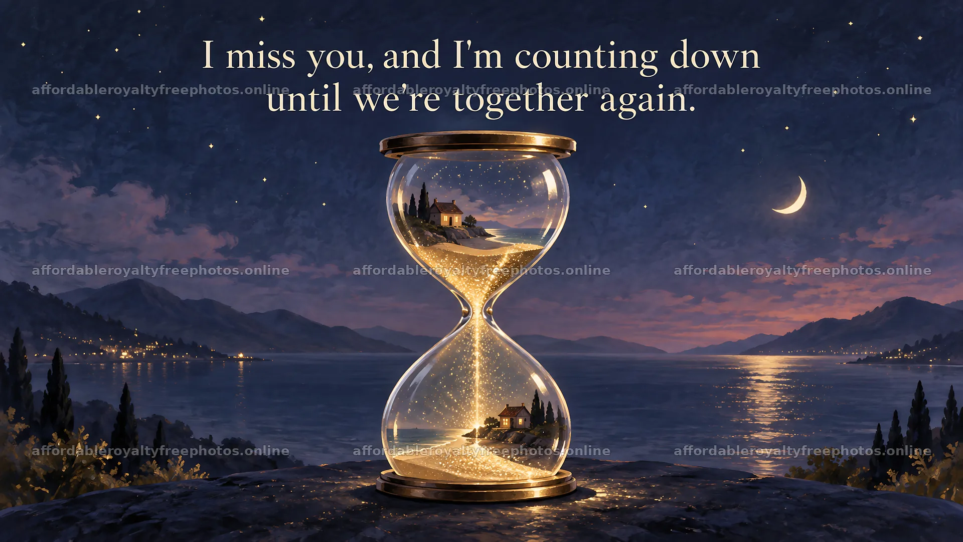 I Miss You Countdown by a Starlit Hourglass – royalty-free photos 10324x5812