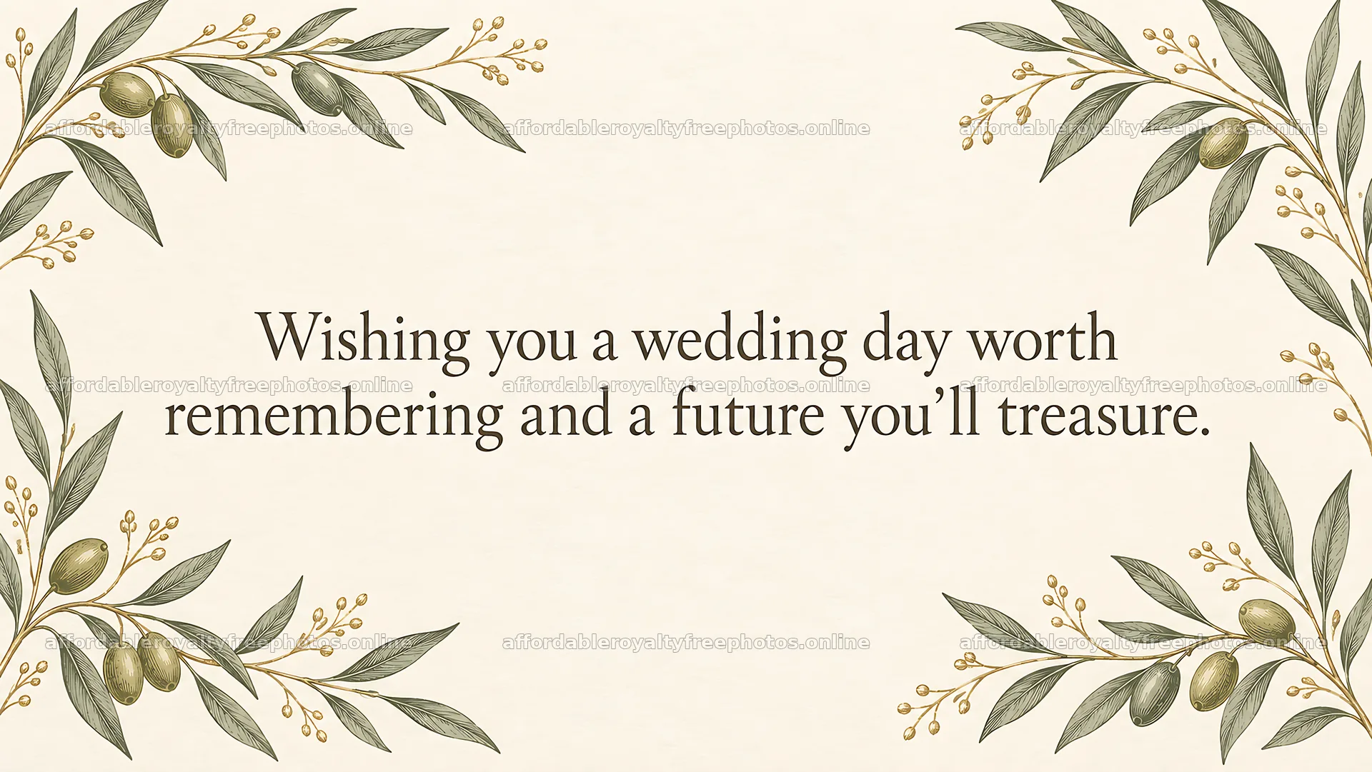 Wedding Greeting with Olive Branch Border – royalty-free photos 10324x5812