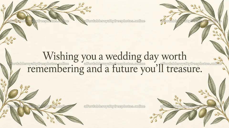 Wedding Greeting with Olive Branch Border – royalty-free photos 10324x5812