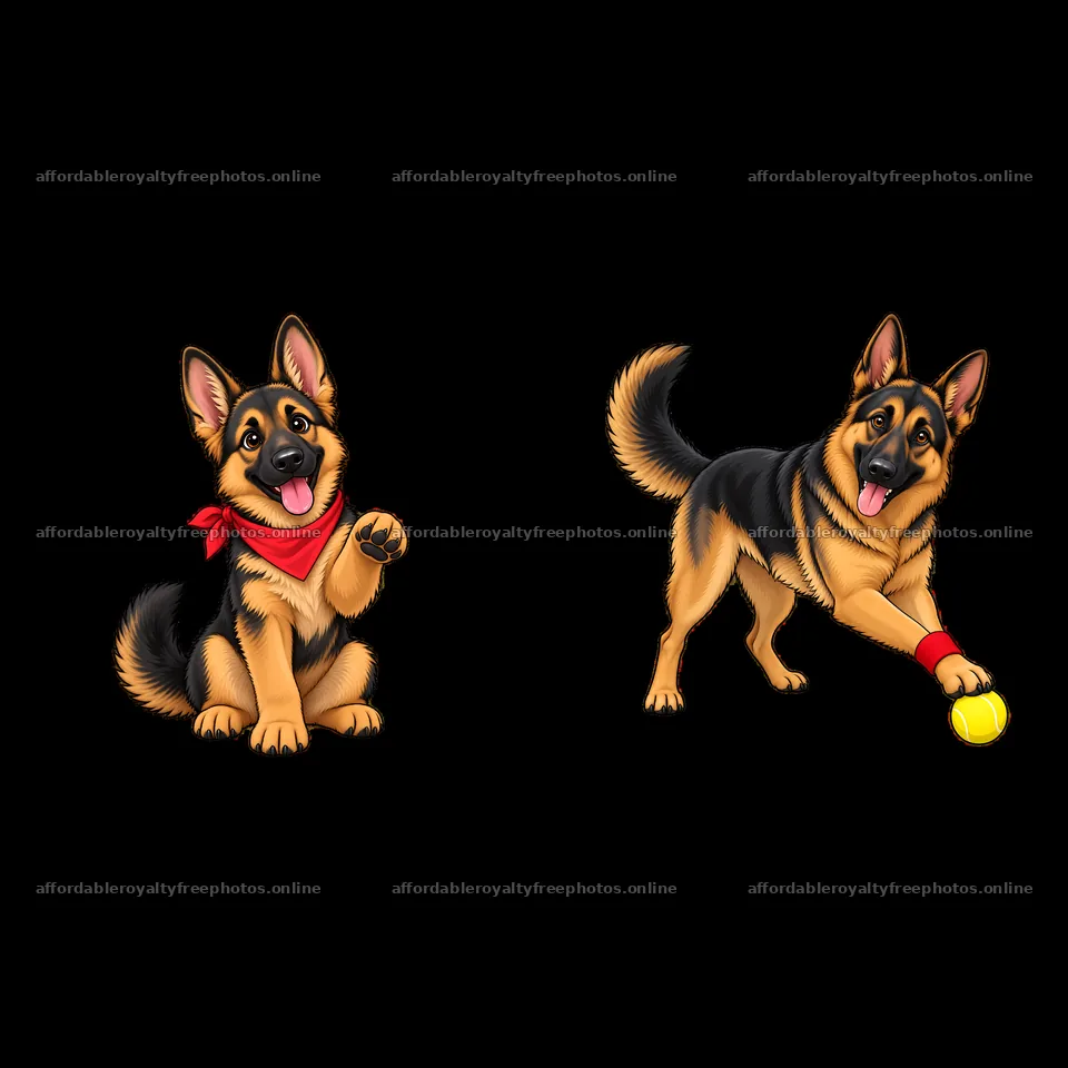 German Shepherd dogs playing and having fun with toys – royalty-free photos 7746x7746