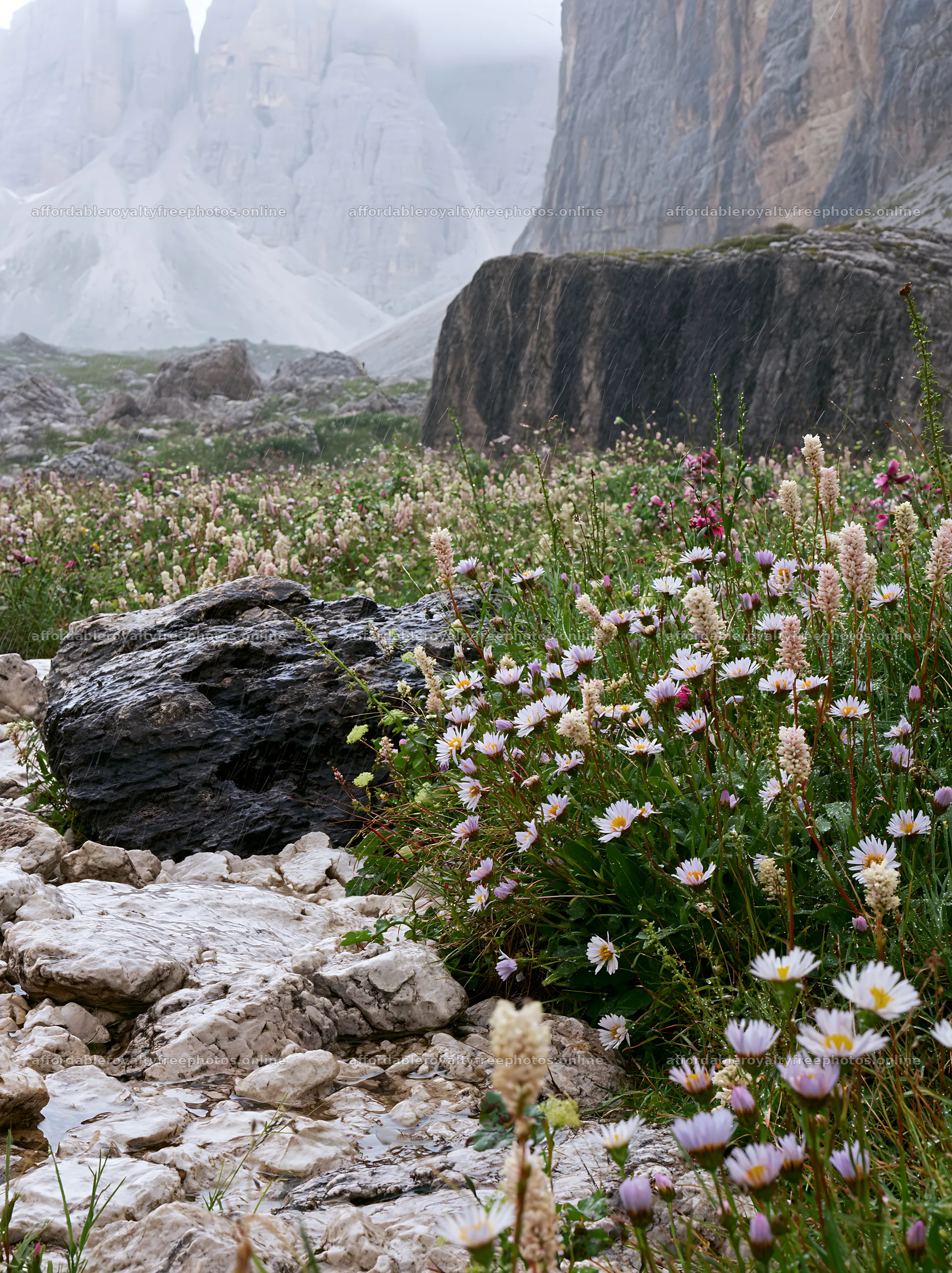 Climate-resilient meadow with rocks and flowers in – royalty-free photos 6866x9174