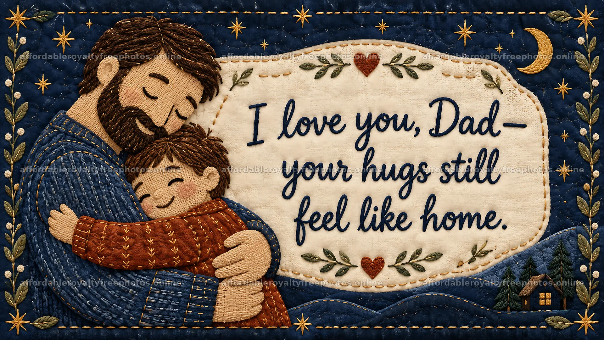 Father and child embrace with heartfelt message – royalty-free photos 10324x5812