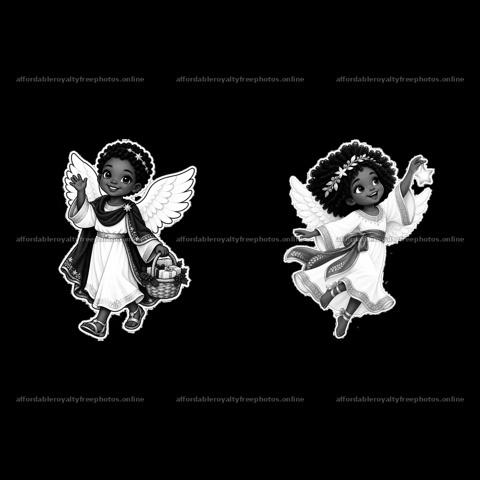 Christ Child carrying a basket and girl with a star in – royalty-free photos 7746x7746
