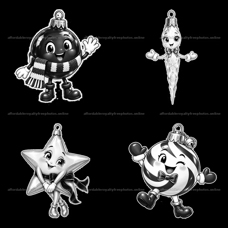 Christmas ornaments featuring cartoon characters in – royalty-free photos 7746x7746