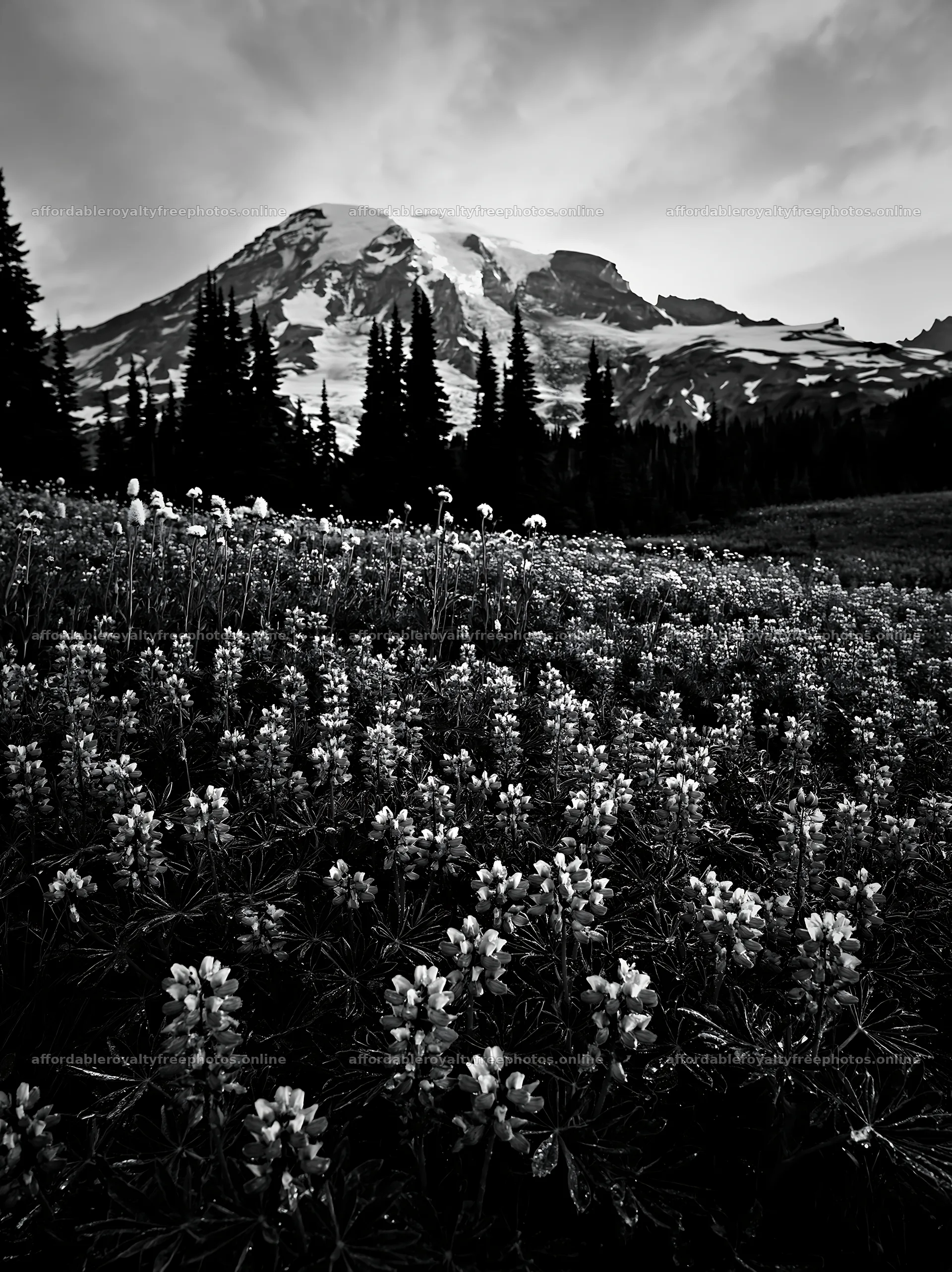 Mount Rainier wildflower meadow at sunrise – royalty-free photos 6866x9174