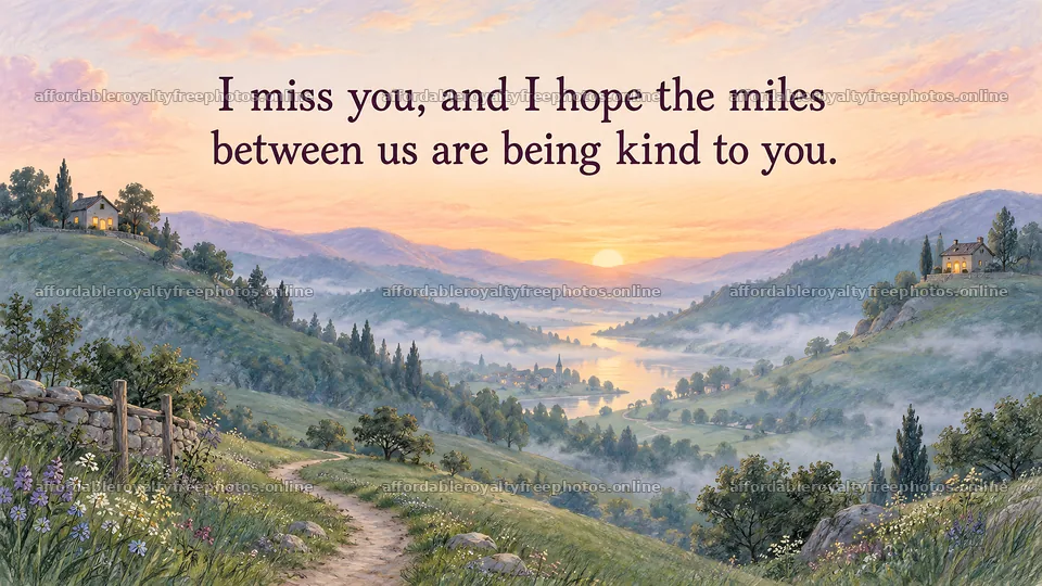 I Miss You Greeting Over a Mountain Sunset – royalty-free photos 10324x5812