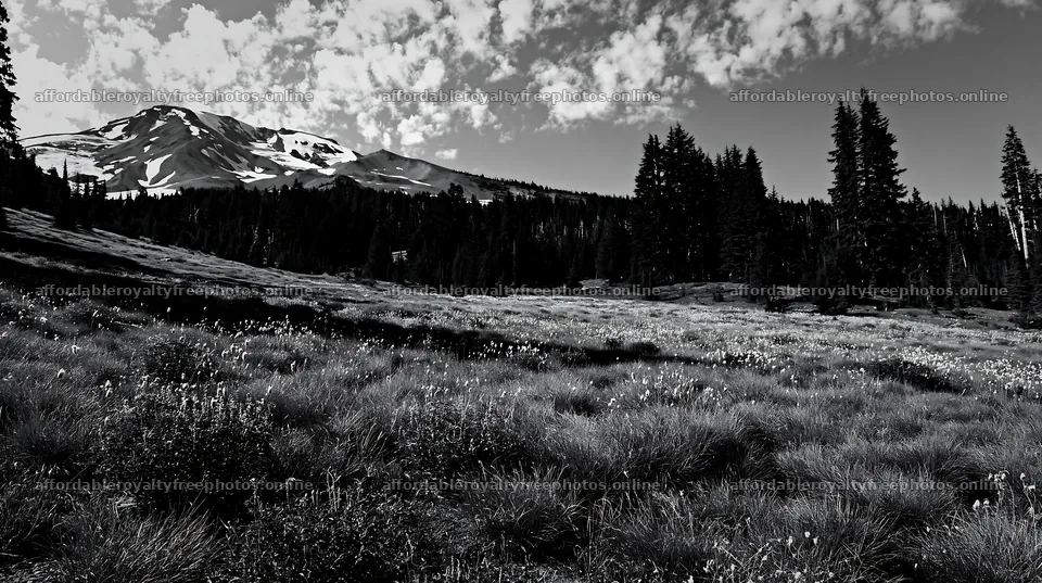 Seedhead meadow with mountains and trees under cloudy sky – royalty-free photos 10608x5938