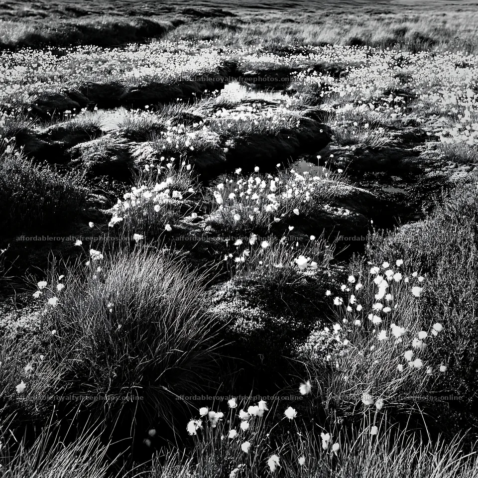 Cottongrass meadow glow under bright sunlight – royalty-free photos 7938x7938