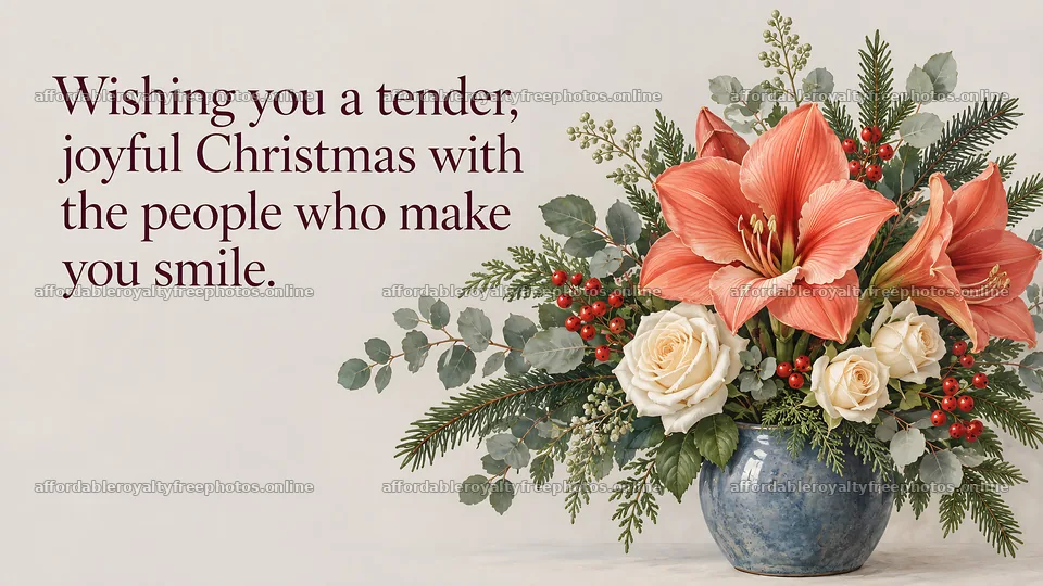 Elegant Christmas Floral Greeting with Amaryllis – royalty-free photos 10324x5812