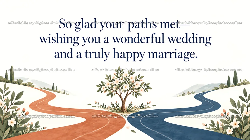 Wedding Greeting with Paths Meeting at a Flowering Tree – royalty-free photos 10324x5812