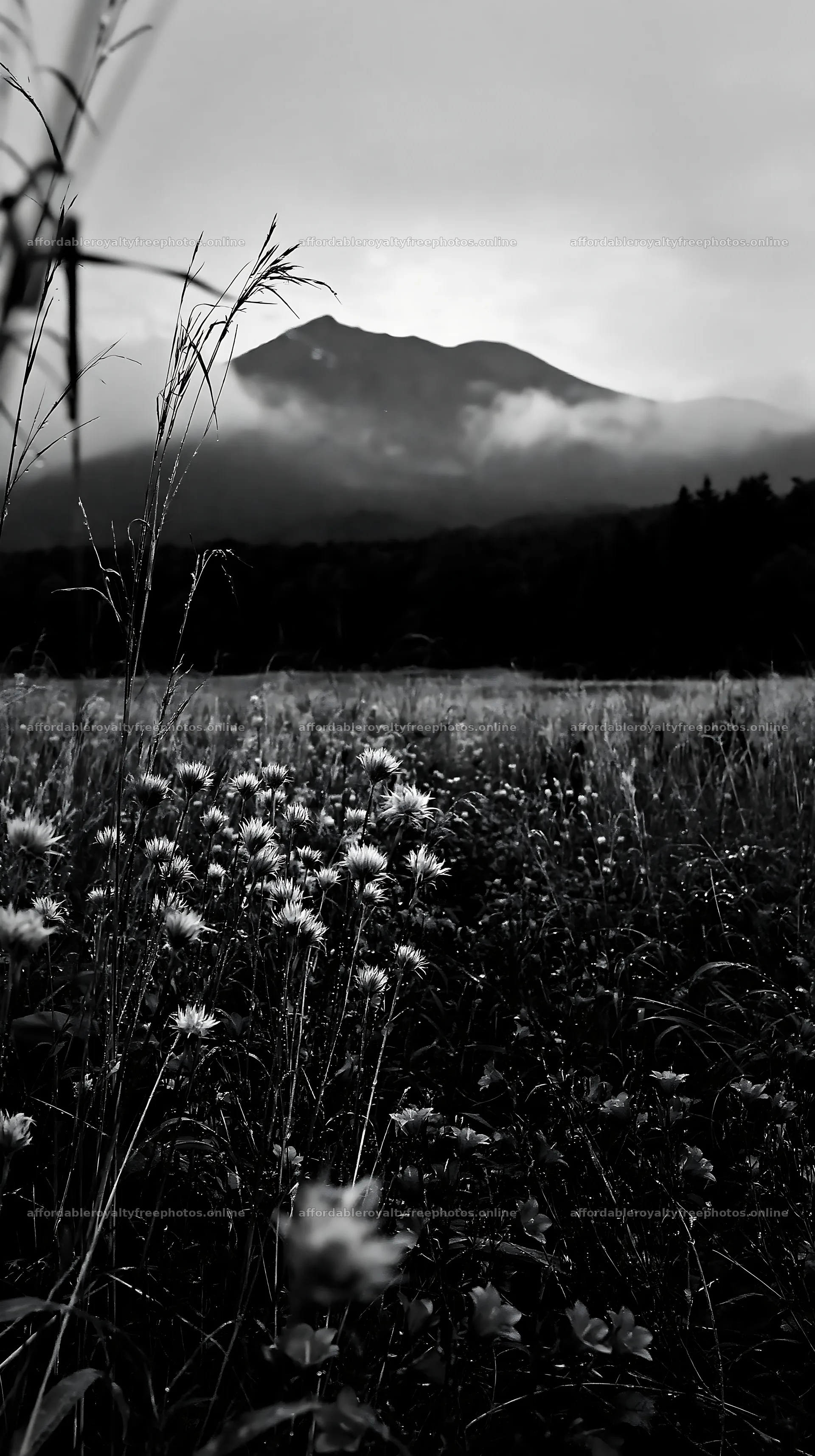 Iwate rain refreshed meadow seedhead foreground with – royalty-free photos 5938x10608