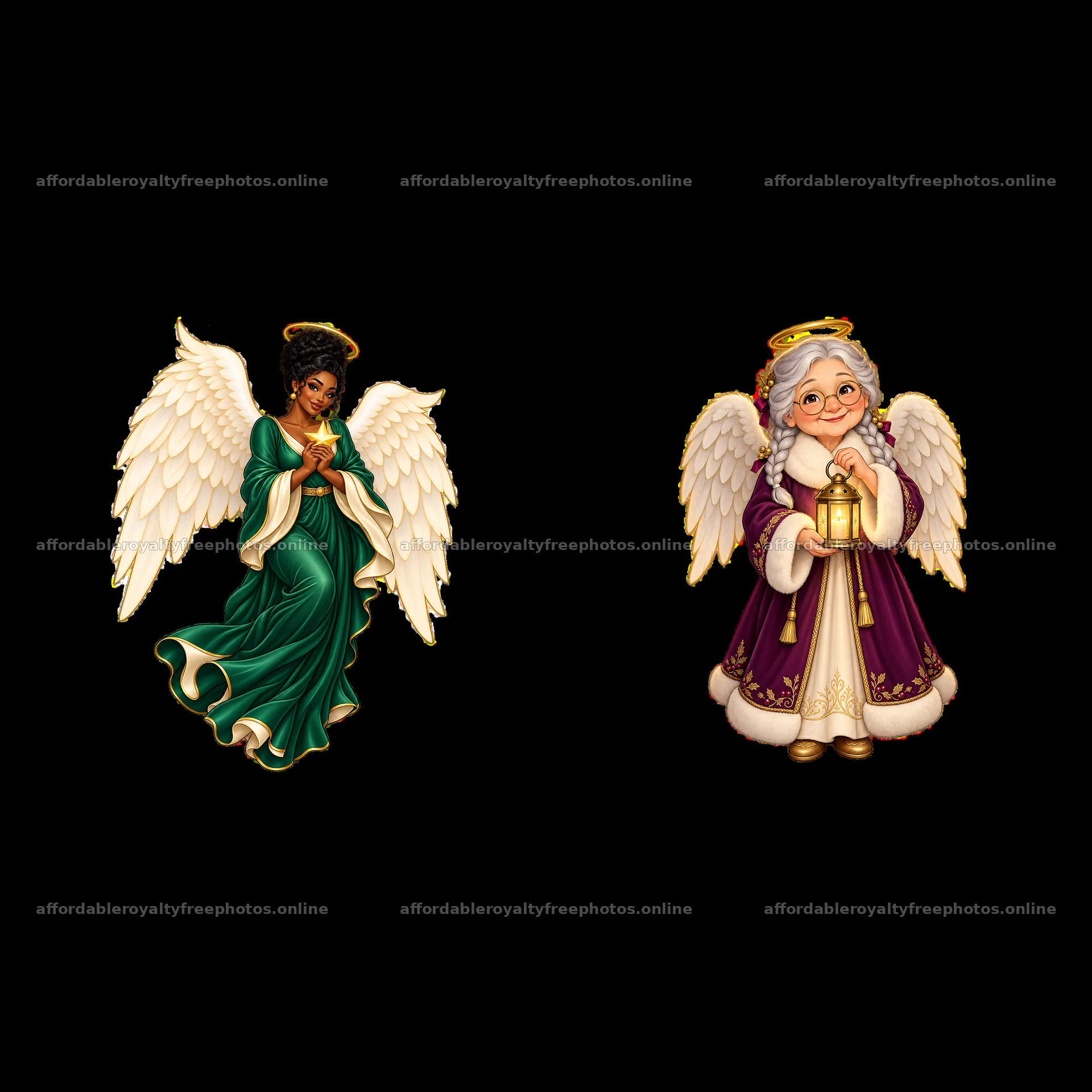 Christmas angel stickers featuring a young angel and an – royalty-free photos 7746x7746