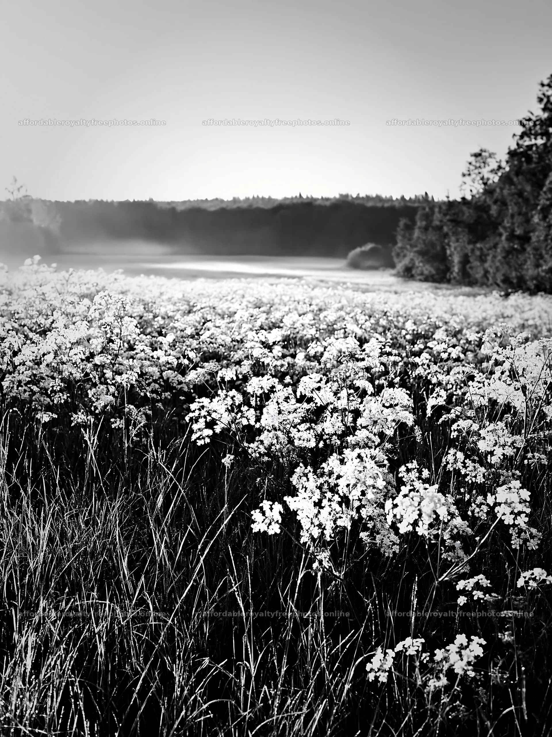 Sunny meadow with white flowers under blue sky – royalty-free photos 6866x9174