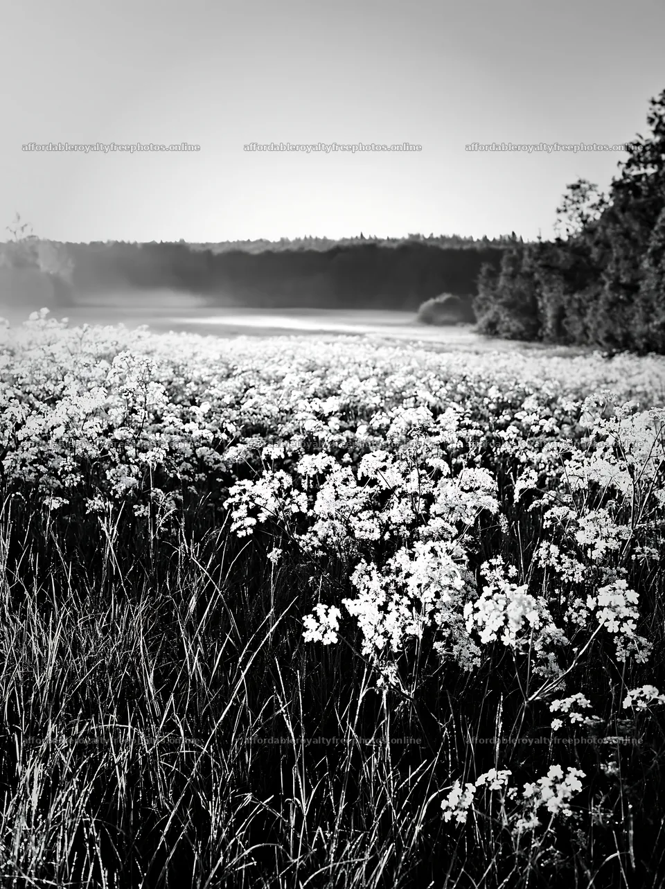 Sunny meadow with white flowers under blue sky – royalty-free photos 6866x9174